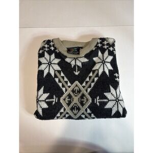 Vintage 90s Spettro Sweater Mens Size Large Beige White Gray Design‎ Snowflakes
